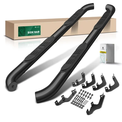 3 Inch Black Steel Round Side Step Bars