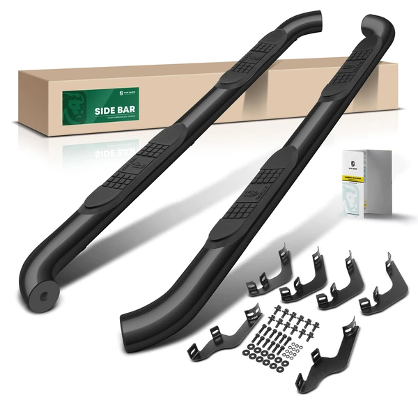 3 Inch Black Steel Round Side Step Bars for 2021-2024 Ford Bronco