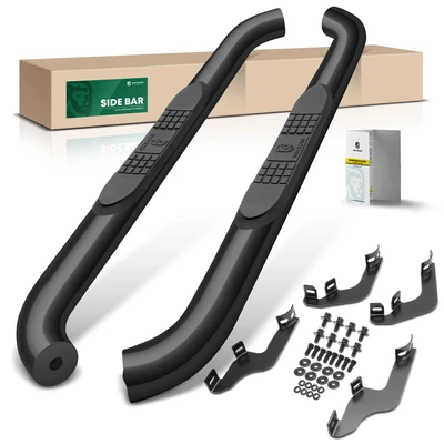 3 Inch Black Steel Round Side Step Bars