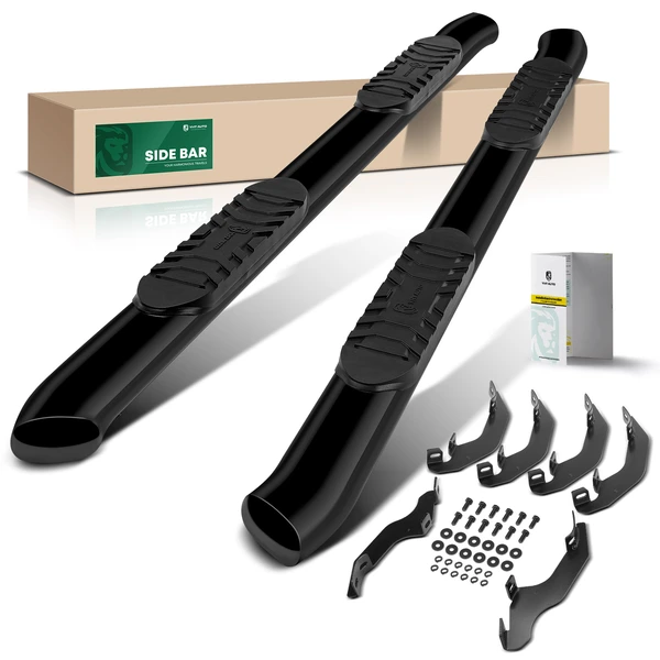 5 Inch Black Steel Oval Bent End Side Step Bars for 2019-2023 Ford Ranger