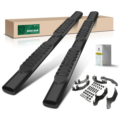 5 Inch Black Steel Oval Straight Side Step Bars