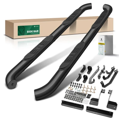 3 Inch Black Steel Round Side Step Bars