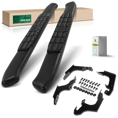 4.25 Inch Textured Black Steel Side Step Bars