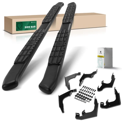 4.25 Inch Textured Black Steel Side Step Bars