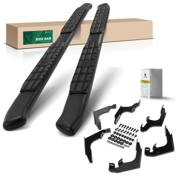 4.25 Inch Textured Black Steel Side Step Bars for 2021-2024 Ford Bronco