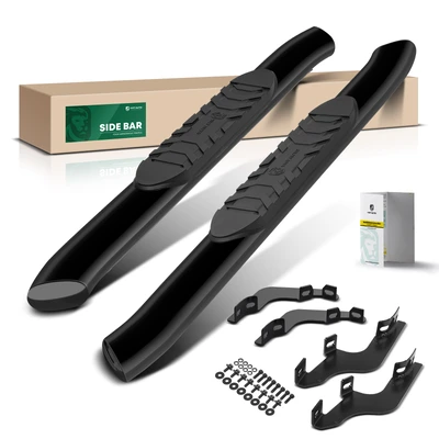 5 Inch Black Steel Oval Bent End Side Step Bars