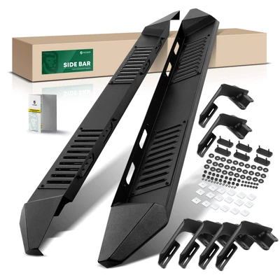 6.25 Inch Textured Black Steel Side Step Bars