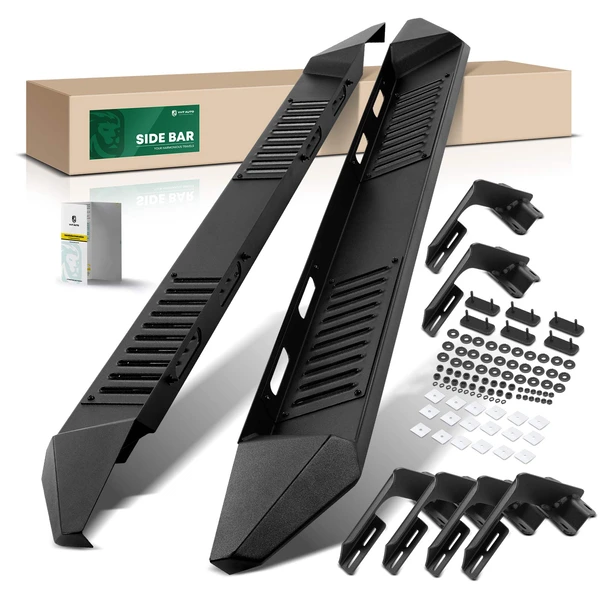 6.25 Inch Textured Black Steel Side Step Bars for 2015-2024 Ford F-150