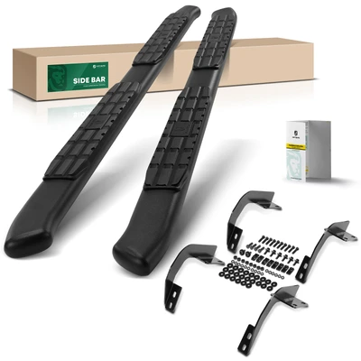 4.25 Inch Textured Black Steel Side Step Bars