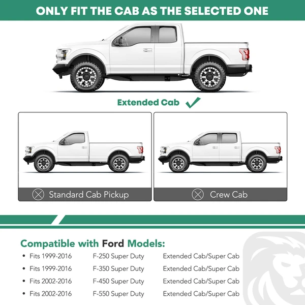 4.25 Inch Textured Black Steel Side Step Bars for Ford F-250 Super Duty