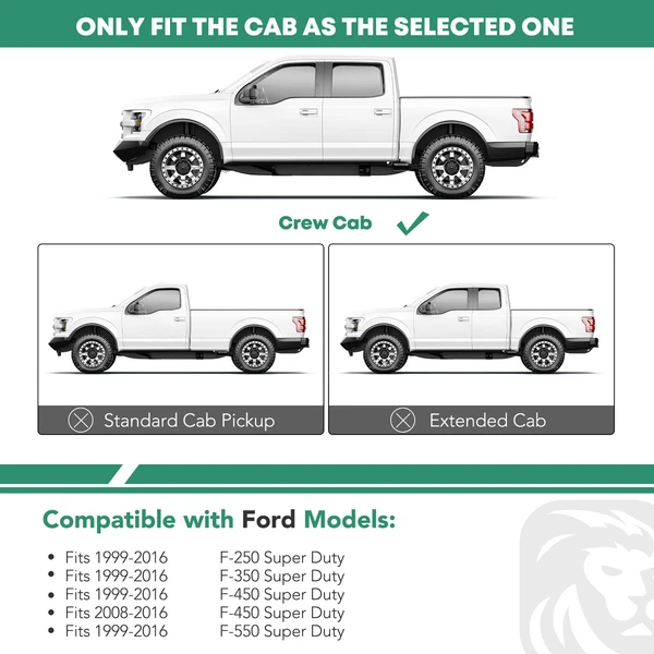 4.25 Inch Textured Black Steel Side Step Bars for 1999-2016 Ford F-350 Super Duty