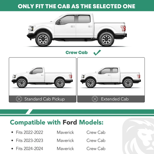 4.25 Inch Textured Black Steel PNC Side Step Bars for 2022-2024 Ford Maverick