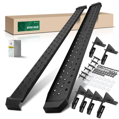 6.5 Inch Textured Black Steel Side Step Bars
