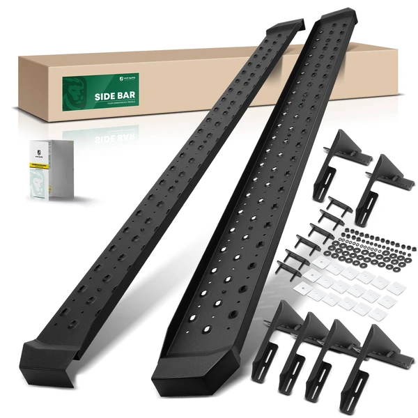 6.5 Inch Textured Black Steel Side Step Bars for 2022-2024 Ford F-150 Lightning