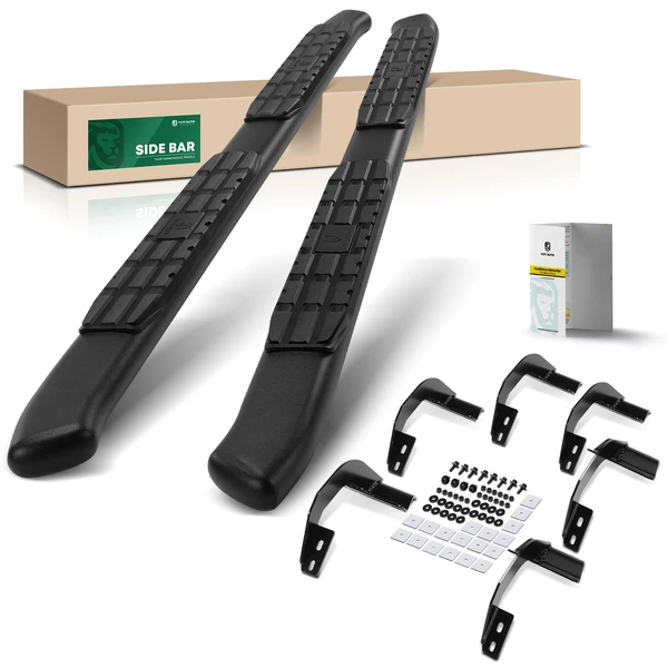 4.25 Inch Textured Black PNC Steel Side Step Bars for 2022-2024 Ford F-150 Lightning