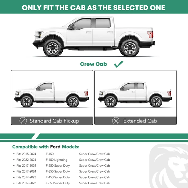 4.25 Inch Textured Black PNC Steel Side Step Bars for 2022-2024 Ford F-150 Lightning