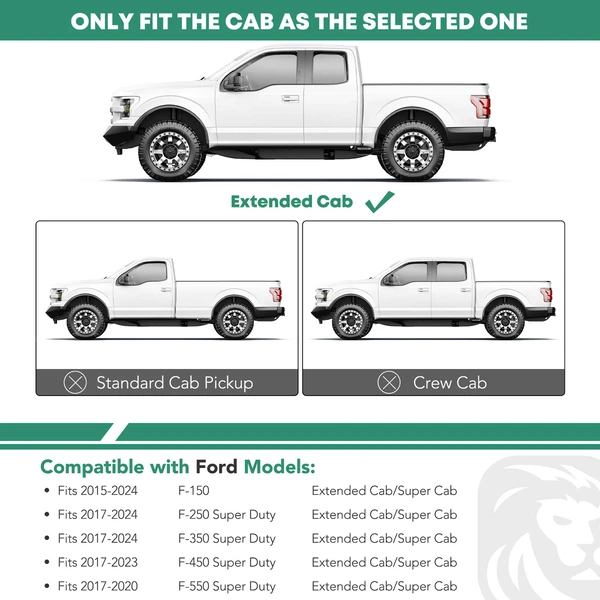 4.25 Inch Textured Black Steel PNC Side Step Bars for 2015-2024 Ford F-150