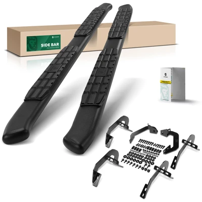 4.25 Inch Textured Black Steel Side Step Bars