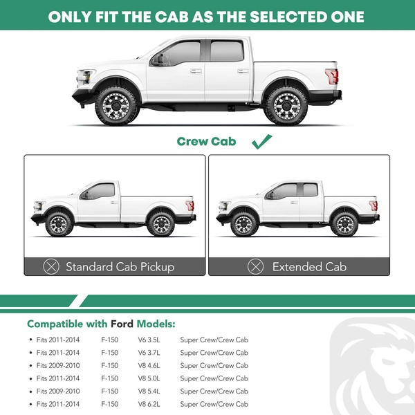 4.25 Inch Textured Black Steel Side Step Bars for 2009-2014 Ford F-150