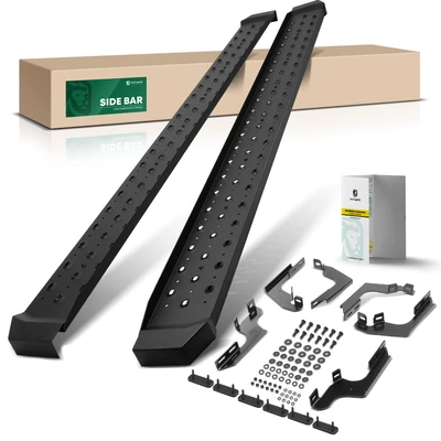 6.5 Inch Textured Black Steel Side Step Bars
