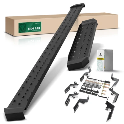 6.5 Inch Textured Black Steel Side Step Bars