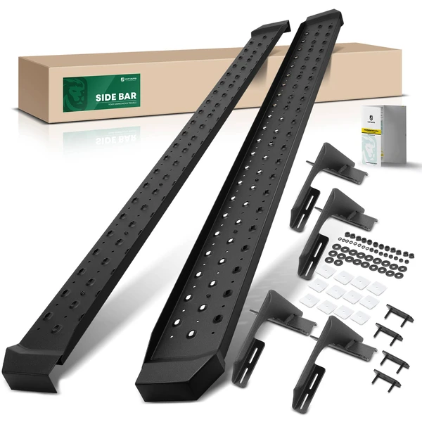 6.5 Inch Textured Black Steel Side Step Bars for 2017-2024 Ford F-350 Super Duty