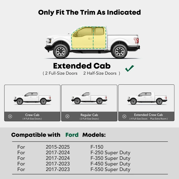 6.5 Inch Textured Black Steel Side Step Bars for 2017-2024 Ford F-350 Super Duty