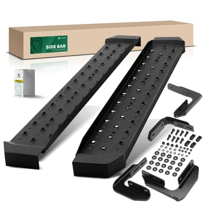 6.5 Inch Textured Black Steel Side Step Bars