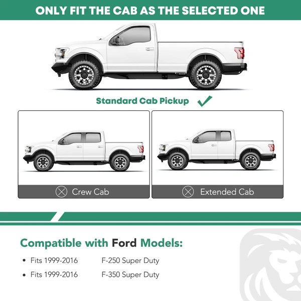 6.5 Inch Textured Black Steel Side Step Bars for 1999-2016 Ford F-350 Super Duty