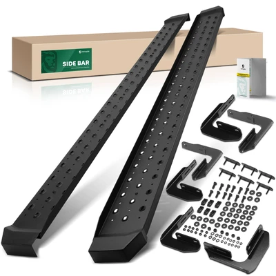 6.5 Inch Textured Black Steel Side Step Bars