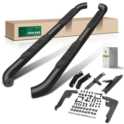 3 Inch Black Steel Round Side Step Bars
