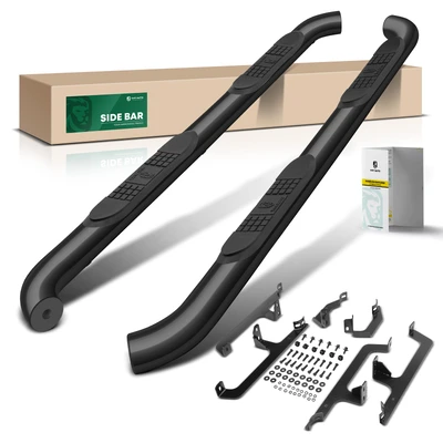 3 Inch Black Steel Round Side Step Bars