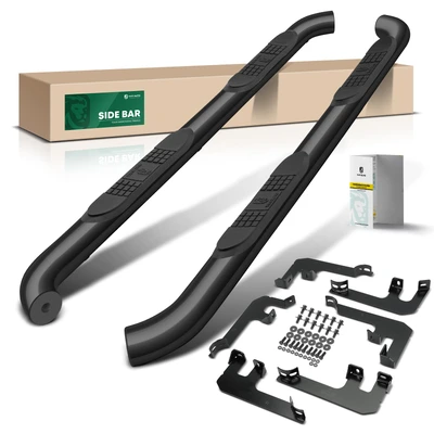 3 Inch Black Steel Round Side Step Bars