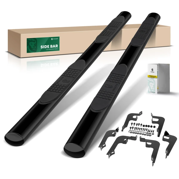 4 Inch Black Steel Oval Straight Side Step Bars for 2017-2023 Honda Ridgeline