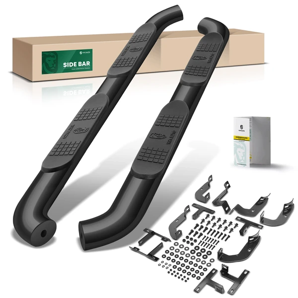 4 Inch Black Steel Oval Bent End Side Step Bars for 2018-2024 Jeep Wrangler