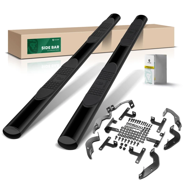 4 Inch Black Steel Oval Straight Side Step Bars for 2018-2024 Jeep Wrangler