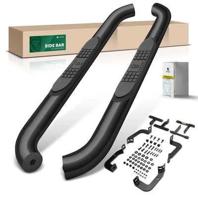 3 Inch Black Steel Round Side Step Bars
