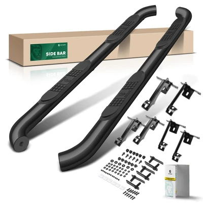 3 Inch Black Steel Round Side Step Bars