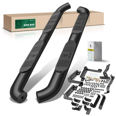 4 Inch Black Steel Oval Bent End Side Step Bars