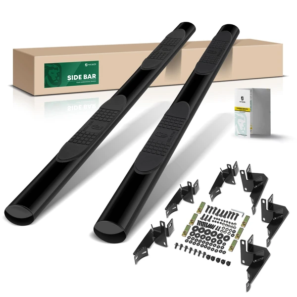 4 Inch Black Steel Oval Straight Side Step Bars for 2007-2018 Jeep Wrangler