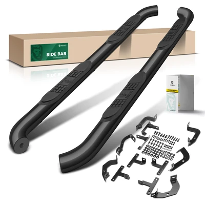 3 Inch Black Steel Round Side Step Bars
