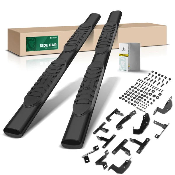 5 Inch Black Steel Oval Straight Side Step Bars for 2020-2023 Jeep Gladiator