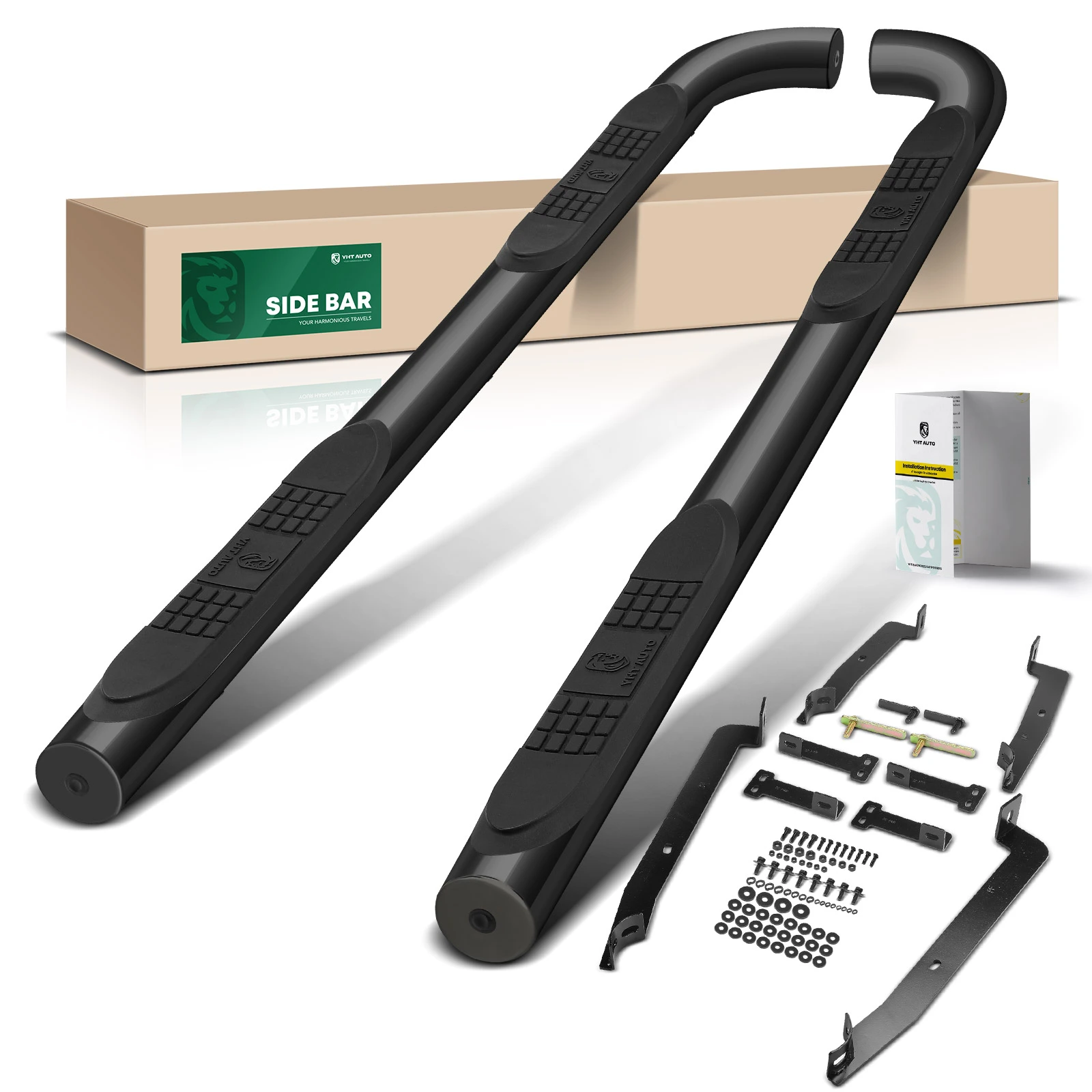 The A-premium 3 Inch Black Steel Round Side Step Bars for Jeep Renegade 2015-2024 SUV Image 