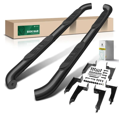 3 Inch Black Steel Round Side Step Bars 