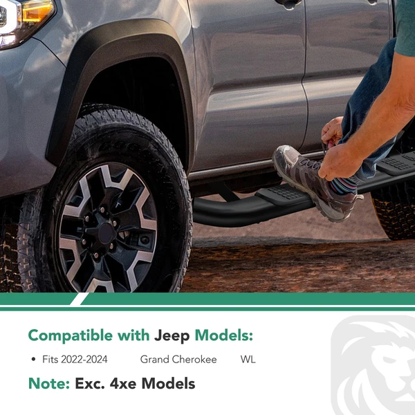 3 Inch Black Steel Round Side Step Bars  for 2022-2024 Jeep Grand Cherokee