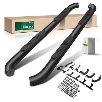 3 Inch Black Steel Round Side Step Bars