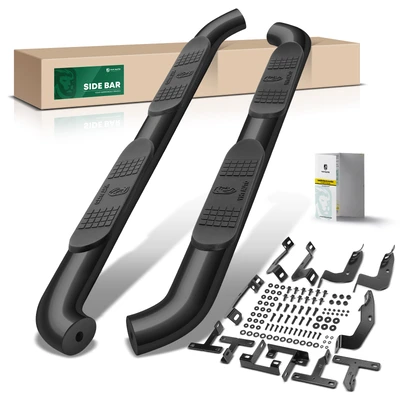 4 Inch Black Steel Oval Bent End Side Step Bars