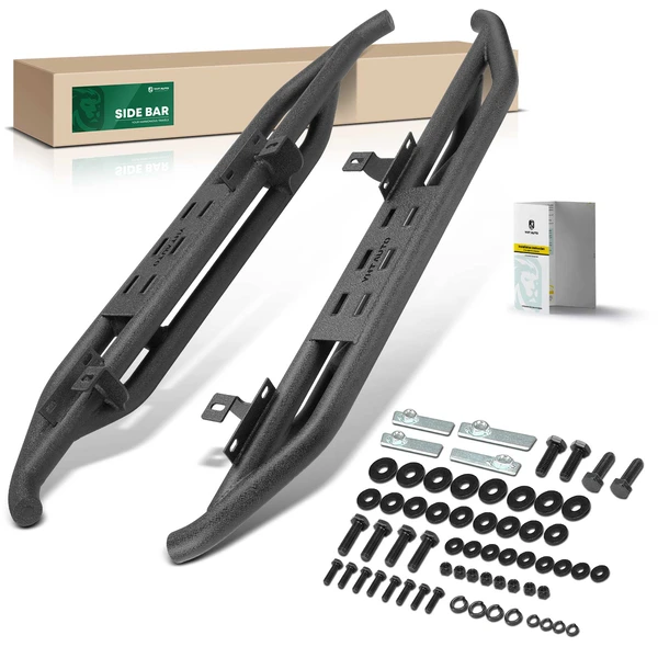 Heavy Textured Black Side Step Bars for 2007-2017 Jeep Wrangler