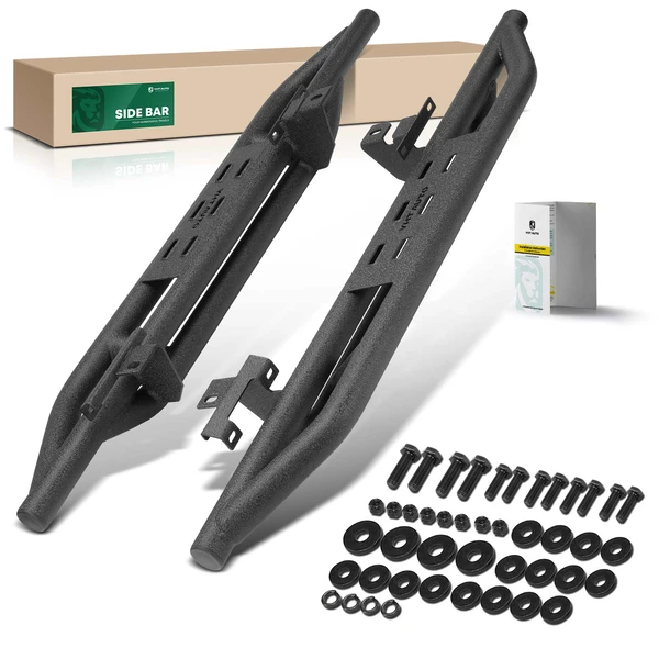 Heavy Textured Black Side Step Bars for 2018-2024 Jeep Wrangler