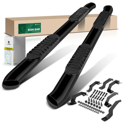 5 Inch Black Steel Oval Bent End Side Step Bars
